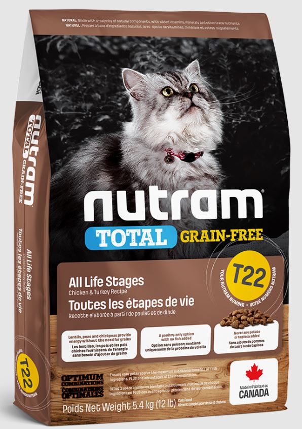 Nutram Chat T22 - Sans Grain, Toutes étapes de la vie